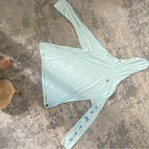 Hurley Aqua Hooded Shirt with Palm Tree Design